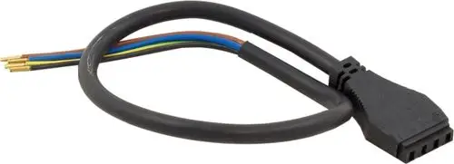 Kabelsatz für die Ölvorwärmung, bestehend aus einem schwarzen Kabel mit einem Steckverbinder und mehreren farbigen Drähten. Geeignet für Wolf Brenner WK02.